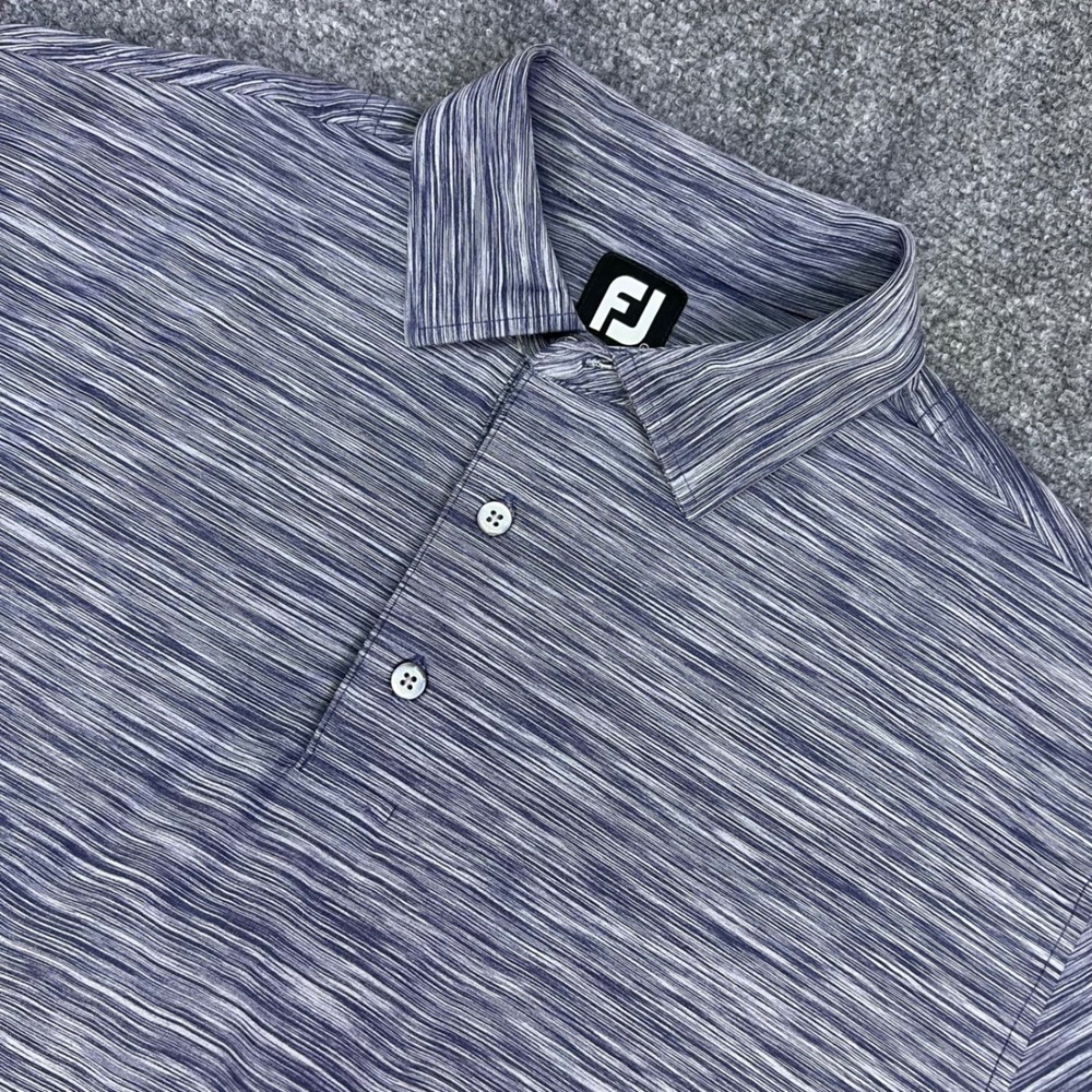 FootJoy Men's Large Navy White Space Dye ProDry Performance Golf Polo Shirt‎ FJ - Picture 1 of 8